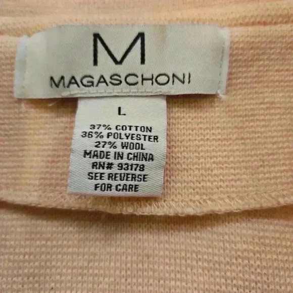 Magaschoni Womens Wool Blend Open Cardigan Pink Peach Size Large - Picture 9 of 9